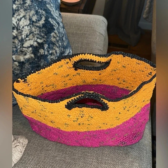 Colorful & Bright Tote Bag for Summer Orange/Pink Medium Size great for beach - Picture 3 of 6